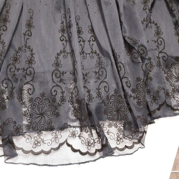 Skirt Bohemian Embroidered Gauze  with Lace Tulle Panel size M/L - Picture 5 of 13